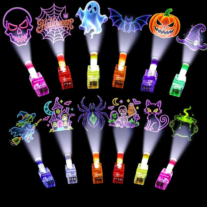 36PCS Halloween LED Light Up Finger Lights Projection Glow Finger Rings for Birthday Party Goodie Bag Stuffers Halloween Decor