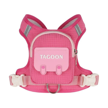 Adjustable Dog Backpack Harness with Reflective Strip Plaid Outdoor Self-Carrying Bag Breathable Pet Walking Harness