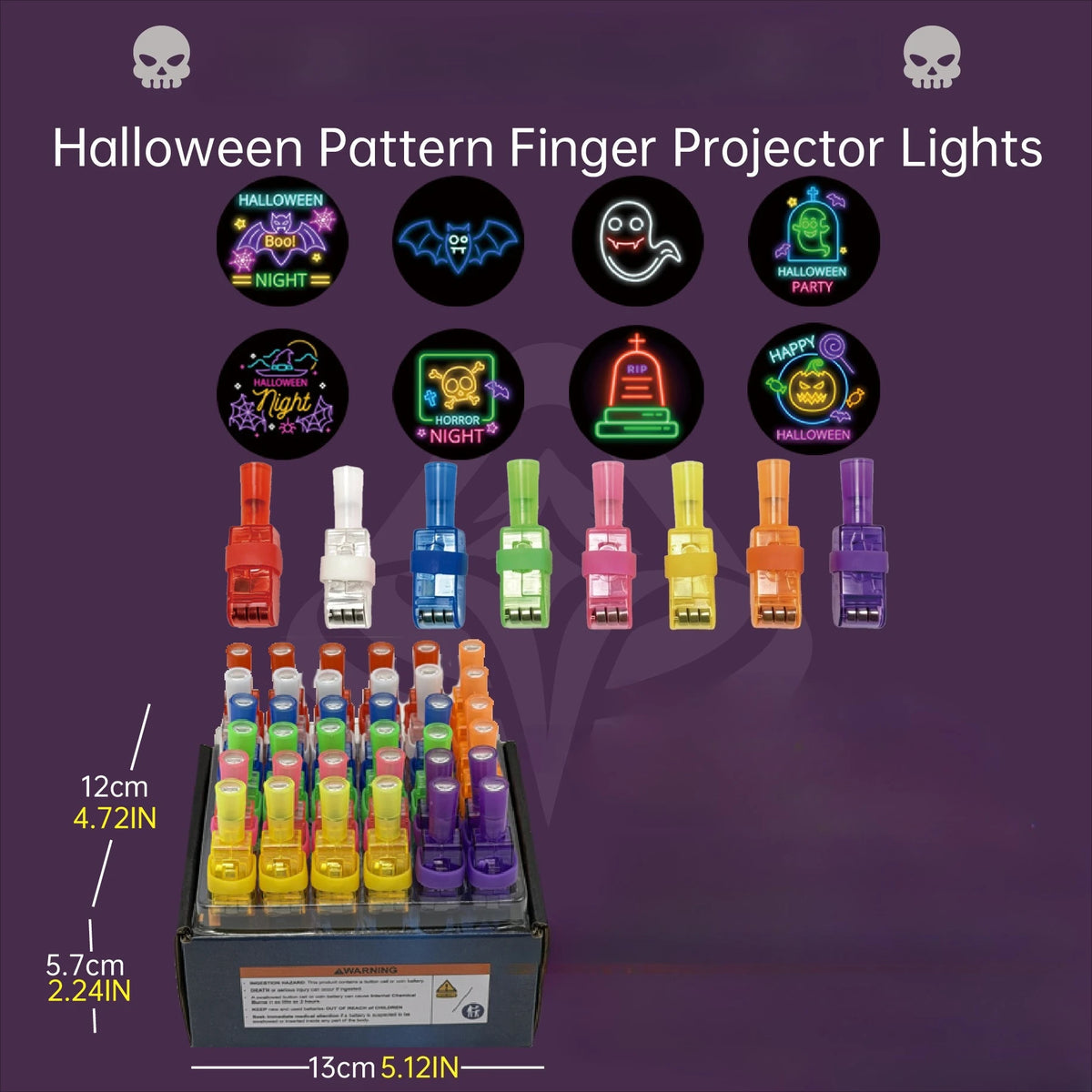 36PCS Halloween LED Light Up Finger Lights Projection Glow Finger Rings for Birthday Party Goodie Bag Stuffers Halloween Decor