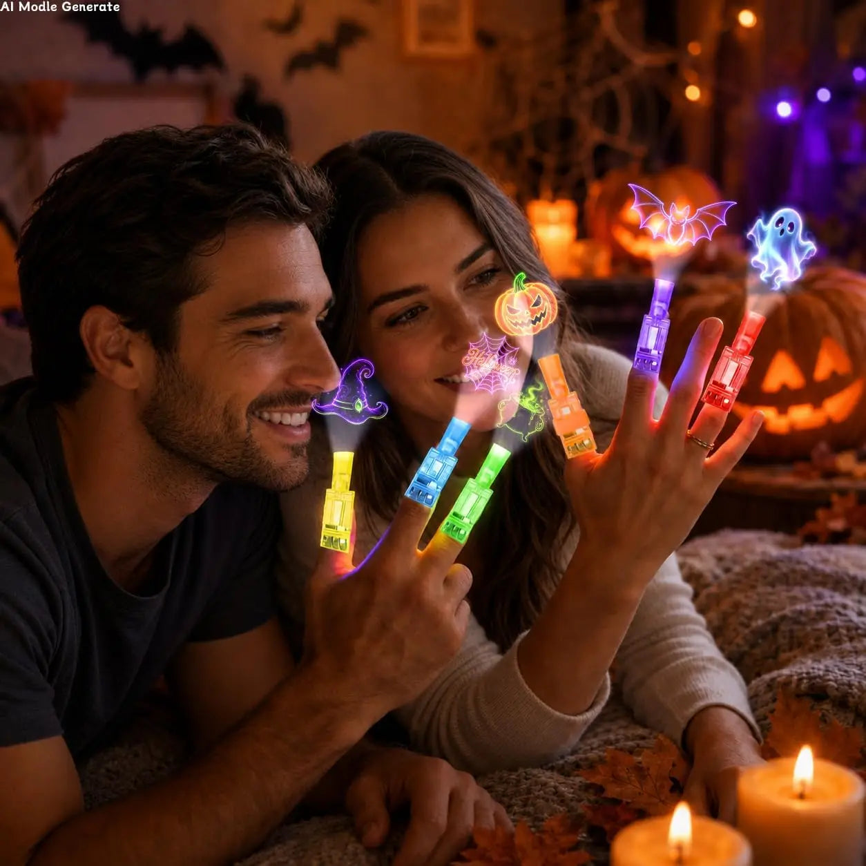 36PCS Halloween LED Light Up Finger Lights Projection Glow Finger Rings for Birthday Party Goodie Bag Stuffers Halloween Decor